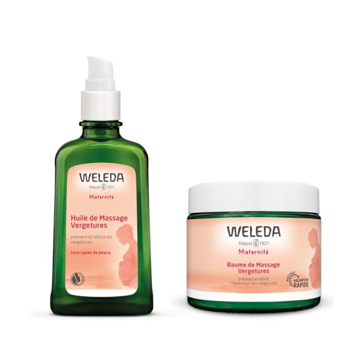 WELEDA Duo Anti-Vergetures Grossesse : Préviens les Vergetures, Hydrate la Peau et Améliore son Élasticité pour la Femme