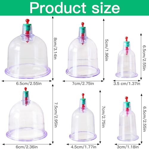 Itian Ensemble de 6 Cupping Ventouse Anti Fatigue - Kit de Massage Chinois pour Maison et Bureau