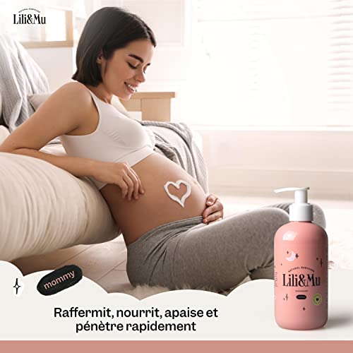 Lili&Mu Creme pour Femme Enceinte 300 ml | Crème Anti-Vergetures et Améliore l'Elasticité Hydrate | Peau Sèche Hydratée