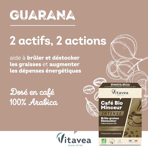 Vitavea - Café Minceur BIO Brûle Graisse Naturel Pour Femmes Vise Perte de Poids 12 Sachets 100% Arabica Origine EU Orga