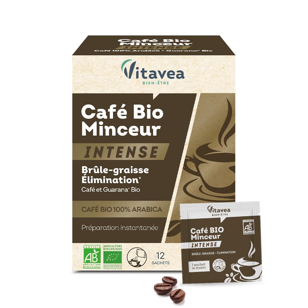 Vitavea - Café Minceur BIO Brûle Graisse Naturel Pour Femmes Vise Perte de Poids 12 Sachets 100% Arabica Origine EU Orga