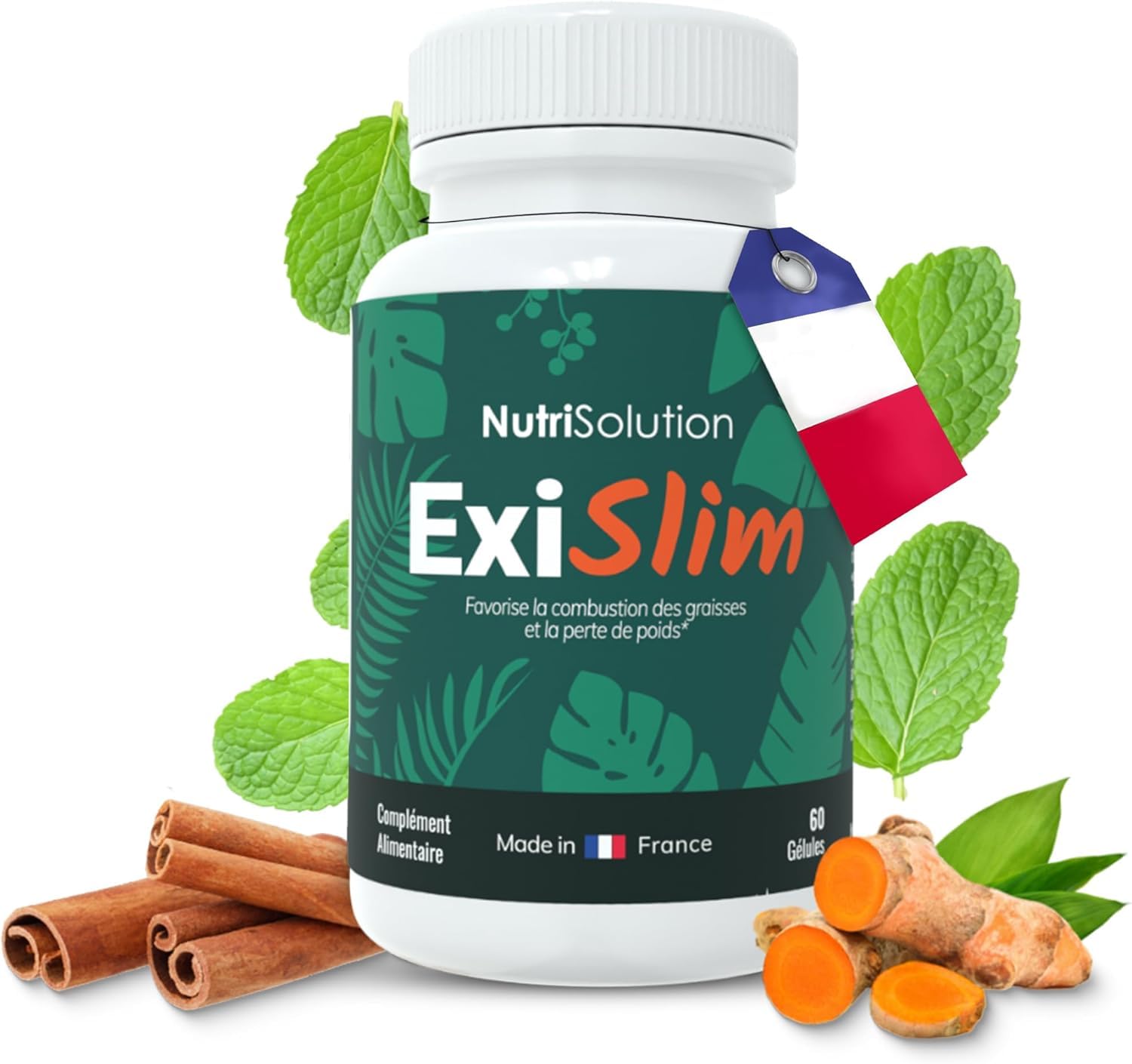 ExiSlim par Nutrisolution - Brûleur de Graisse Puissant Vegan | Fabriqué en France | Soutien Perte de Poids | 60 Gélules