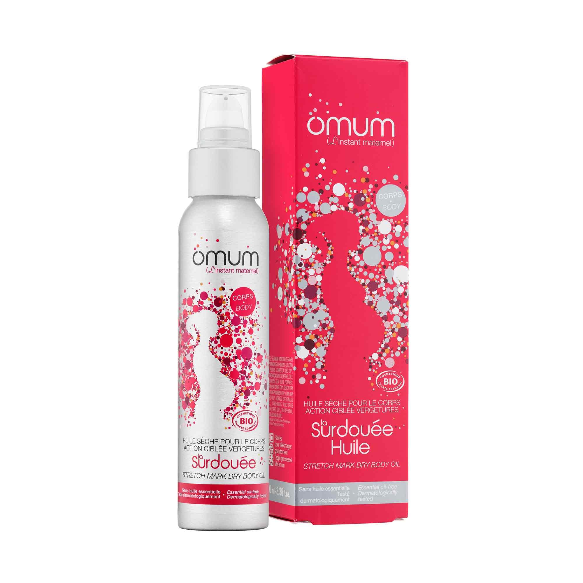 OMUM Surdouée Huile Vergetures 100% Naturelle - Peau Nourrie et Élastique pour la Grossesse - Compatible dès le 1er Mois